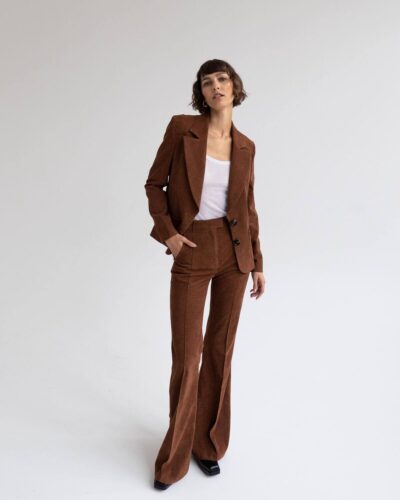Brown velvet women's suit