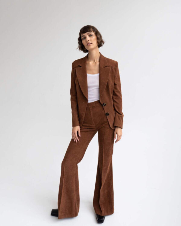 Brown velvet flared pants for women