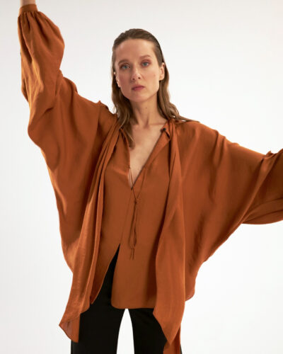 Copper color blouse with wide sleeves