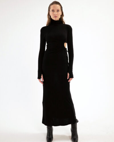 Black long dress with side cut