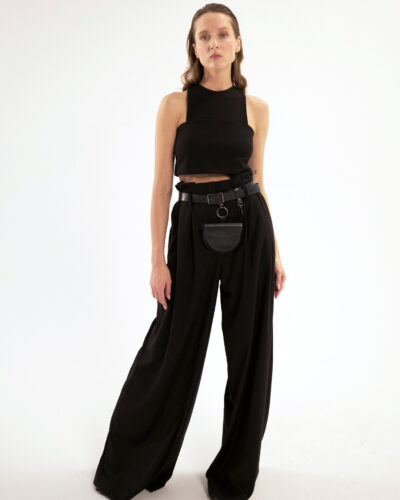 Black trousers with a high waist